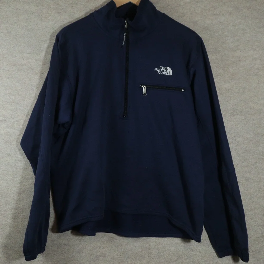The North Face Pullover Large 1/4 Zip 90s Navy Blue Chest Pocket